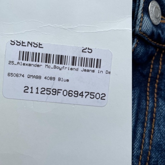 Nwt Alexander McQueen crop length boyfriend high rise size 25 - Picture 10 of 13